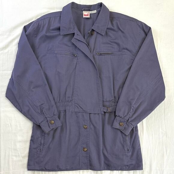 VINTAGE 90s MONDI Cotton Purple Longline Button Utility Jacket Sz EU 38/M Retro - Picture 1 of 5